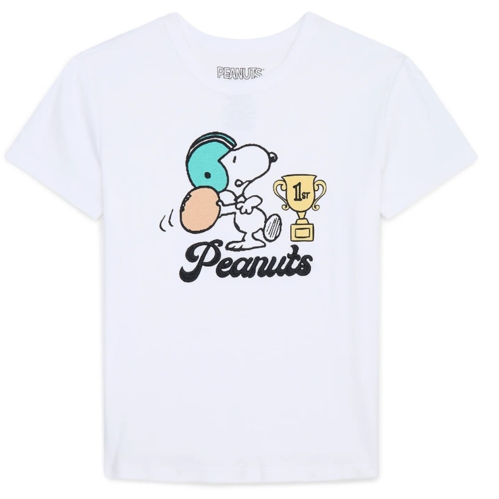 Peanuts Women’s Snoopy Cotton Graphic Skimmer Tee with Embroidery